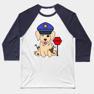 Funny Golden Retriever Policeman Baseball T-Shirt